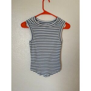 MIOU MUSE‎ Stripe Ribbed Racerback Tank Top Summer Preppy Coastal Vacation Beach